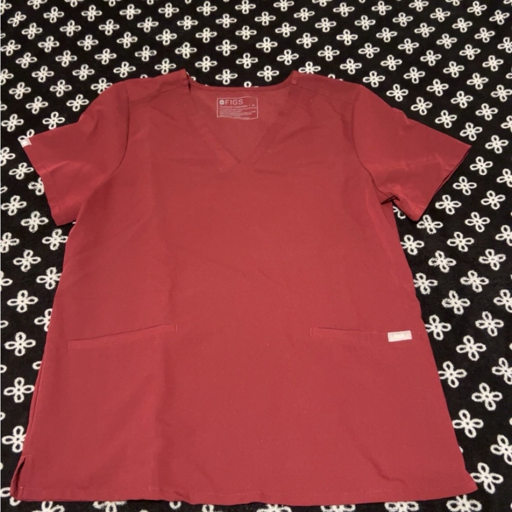 Fig Burgundy Scrub Top